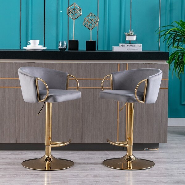 Bar Stools Swivel Height Adjustable Velvet Bar Stool (Set of 2) - 20.47