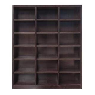 Concepts In Wood 84 in. Espresso Wood 18-shelf Standard Bookcase with Adjustable Shelves MI7284-E