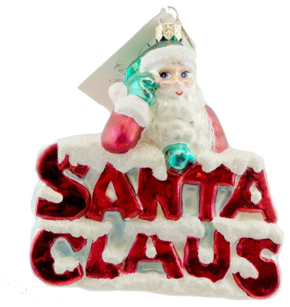 Christopher Radko Santa On Santa Glass Ornament Santa Christmas   Contemporary   Christmas Ornaments   by Story Book Kids Inc  Houzz