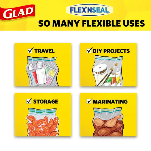 Glad 28-count 1 Gallon FLEX'N SEAL Freezer Storage Plastic Bags