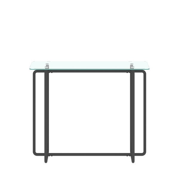 Rectangular Single Layer Console Table with Tempered Glass Tabletop