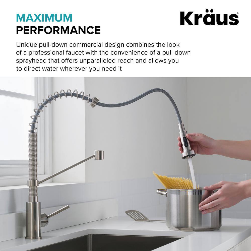 KRAUS Bolden Single-Handle Pull-Down Sprayer Kitchen Faucet with Deck Plate in Matte BlackBlack Stainless KPF-1610MBSB-DP03SB