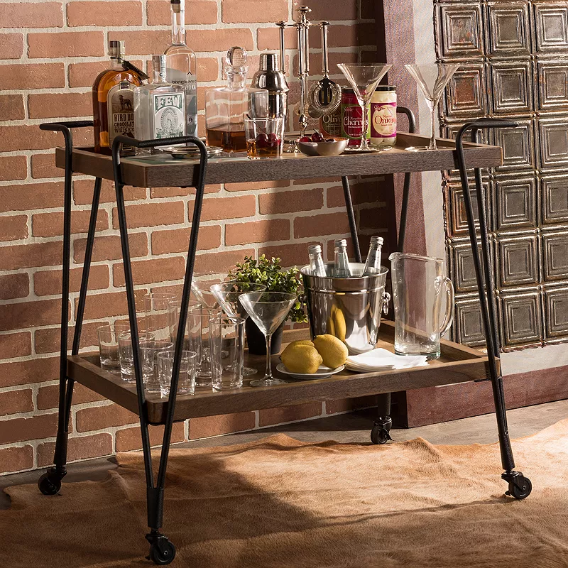 Baxton Studio Jessica Wheeled Bar Cart