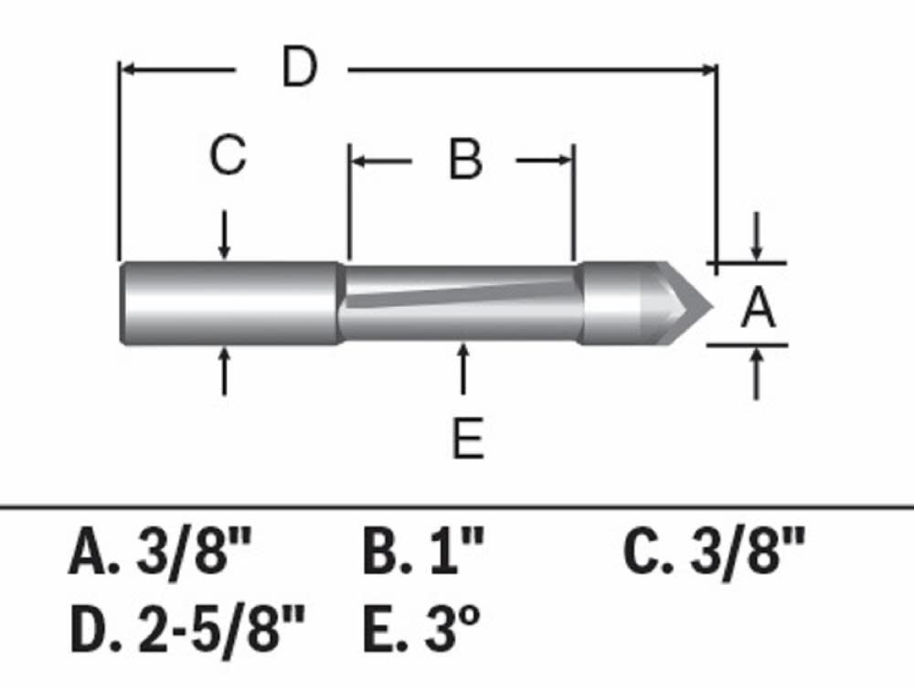 Bosch 3/8 In. x 1 In. Carbide-Tipped Single-Flute Pilot Panel Concave Router Bit 85245MC from Bosch