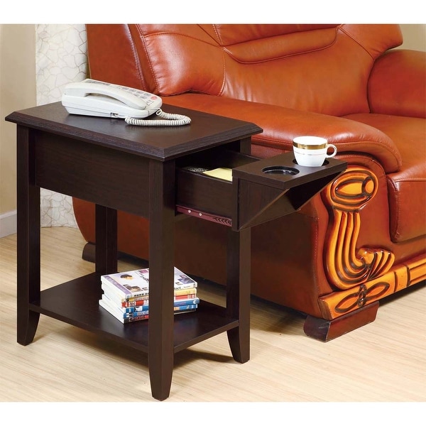 SINTECHNO S-ID16802 Side Table Storage Drawer and Cup Holders