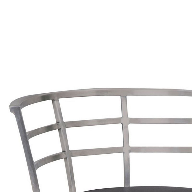 Curved Metal Back Counter Height Barstool with Flared Legs，Black and Silver