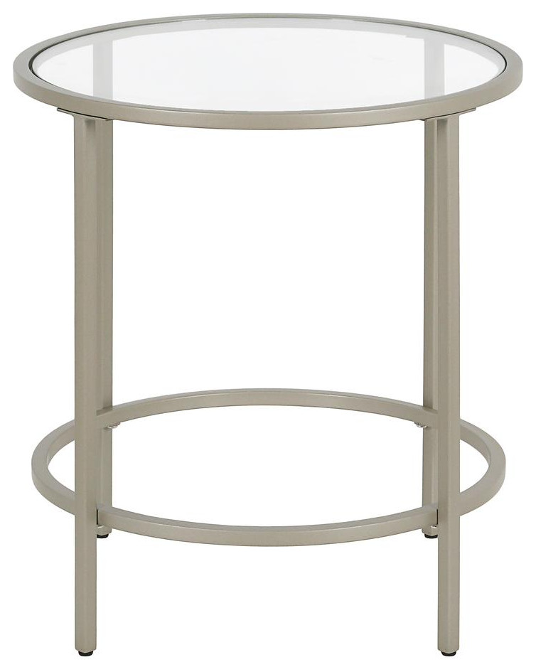 Sivil 20  x27 x27Wide Round Side Table in Satin Nickel   Contemporary   Accent Chests And Cabinets   by BisonOffice  Houzz