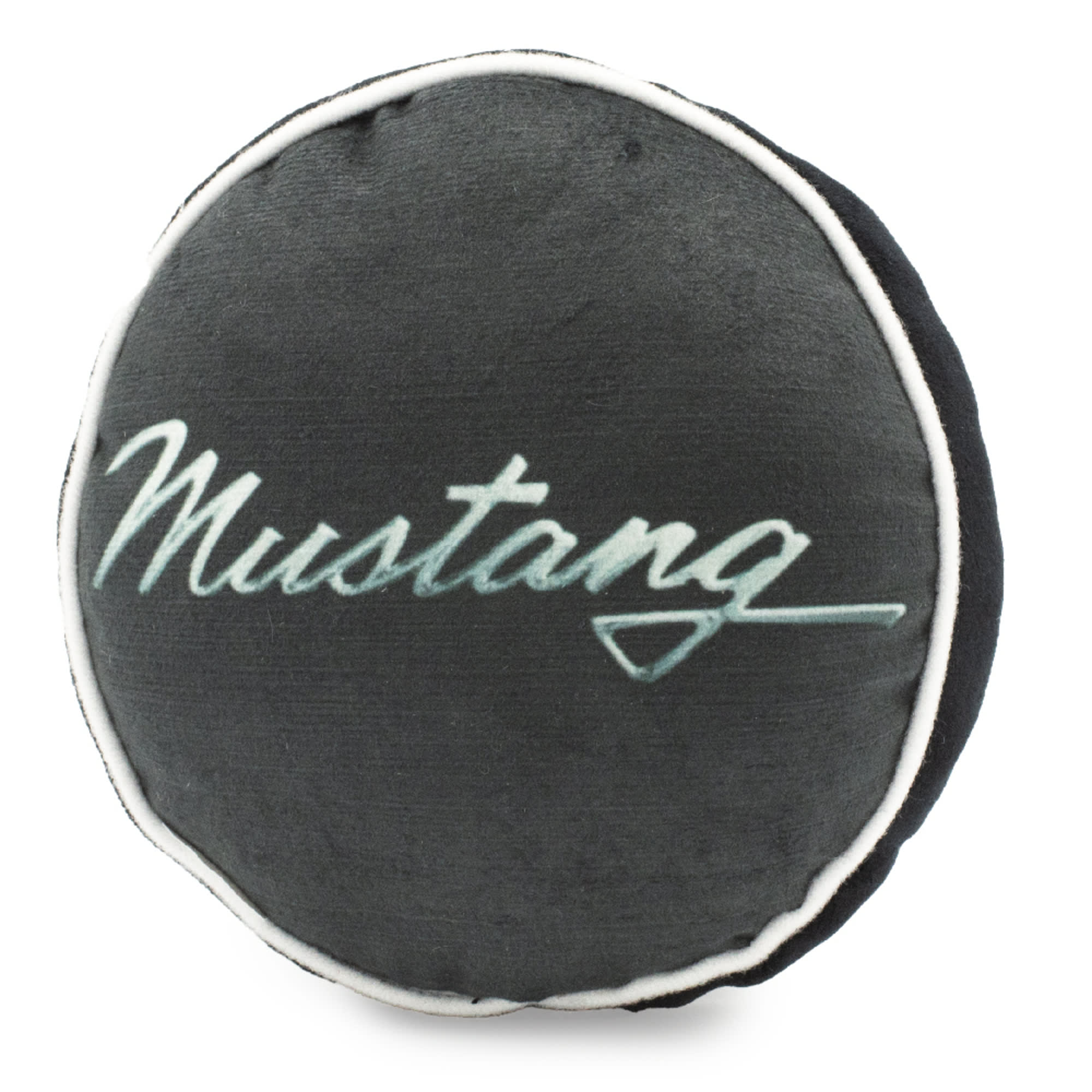 Buckle-Down Ford Mustang Tri Bar Logo and Script Round Plush Squeaker Dog Toy， Small