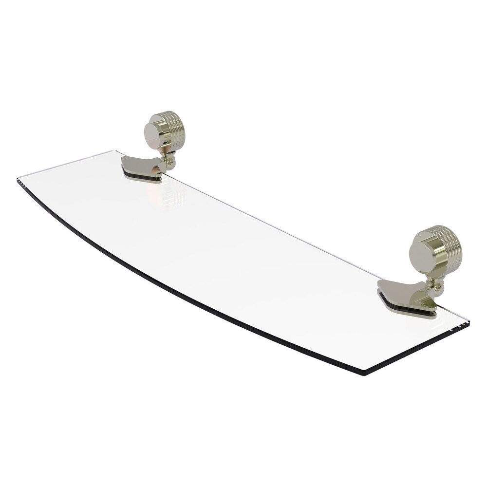 ied Brass Venus Collection 18 Inch Glass Shelf with Grooved Accents