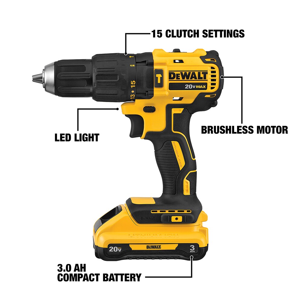 DEWALT DCD778L1 1/2-in 20-volt Max-Amp Variable Speed Brushless Cordless Hammer Drill (1-Battery Included)