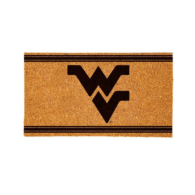 Evergreen West Virginia University Logo Turf Mat Brown 28 X 16 Inches Indoor Outdoor Doormat