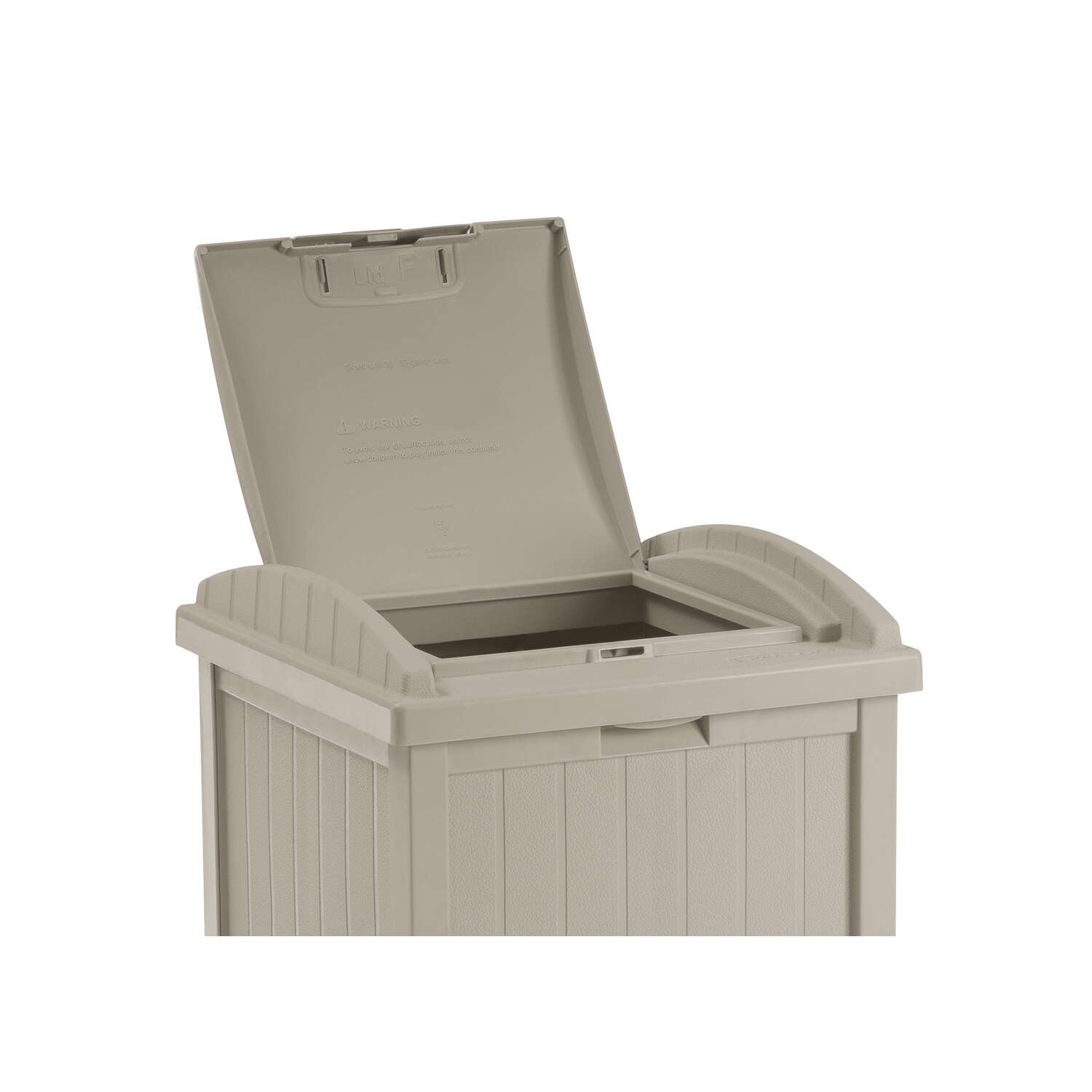 Suncast Trash Hideaway 33 gal Beige Resin Garbage Can Lid Included