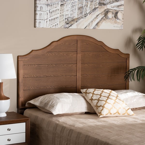 Clive Vintage Traditional Ash Walnut Finished Wood Headboard - - 32969786