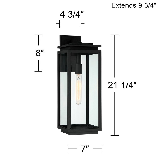 High Modern Outdoor Wall Light Fixture Mount Porch House Weatherproof Matte Black Die Cast Metal Clear Glass Shade