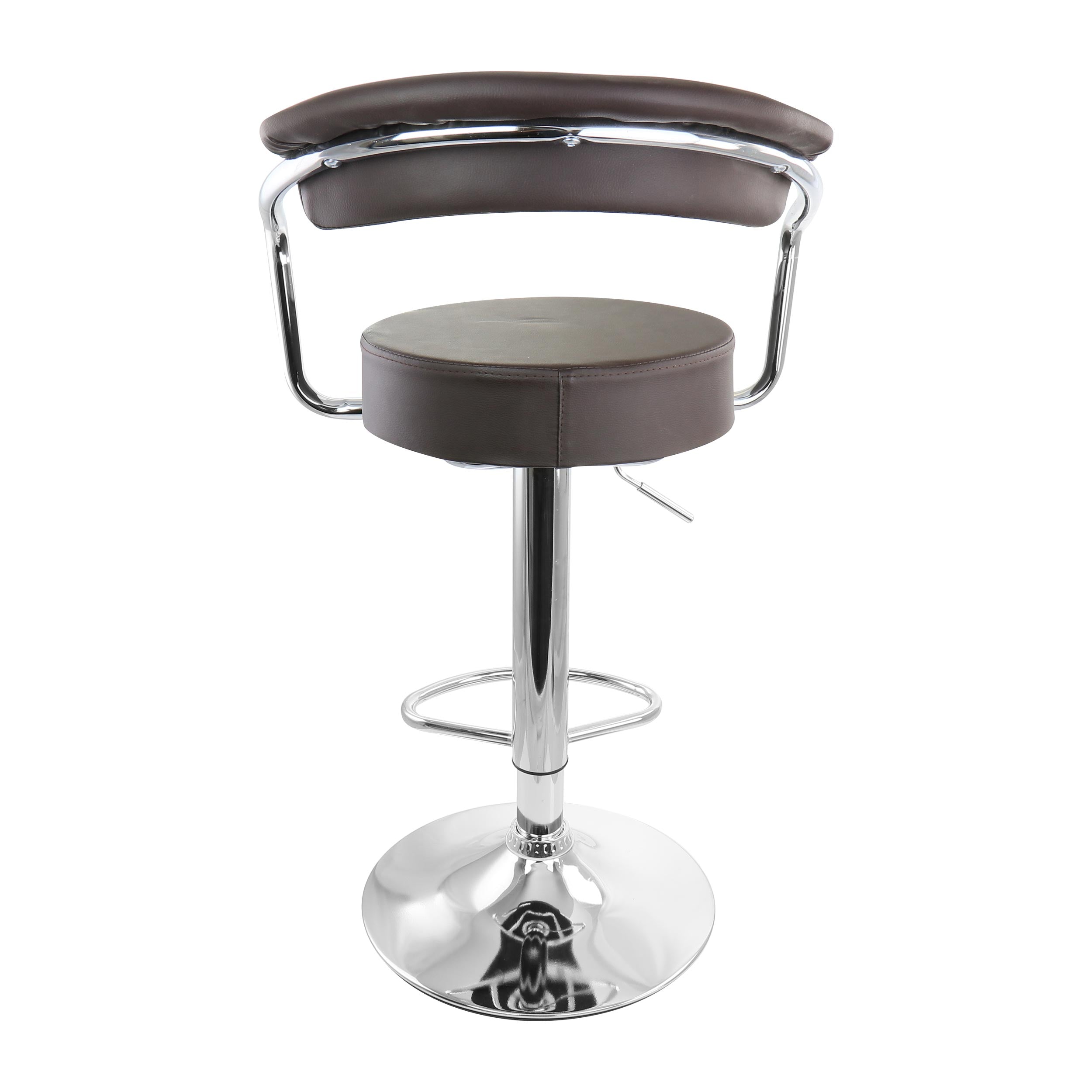 Elama Bar Stool with Adjustable Height and Swivel， Brown and Chrome， Set of 2