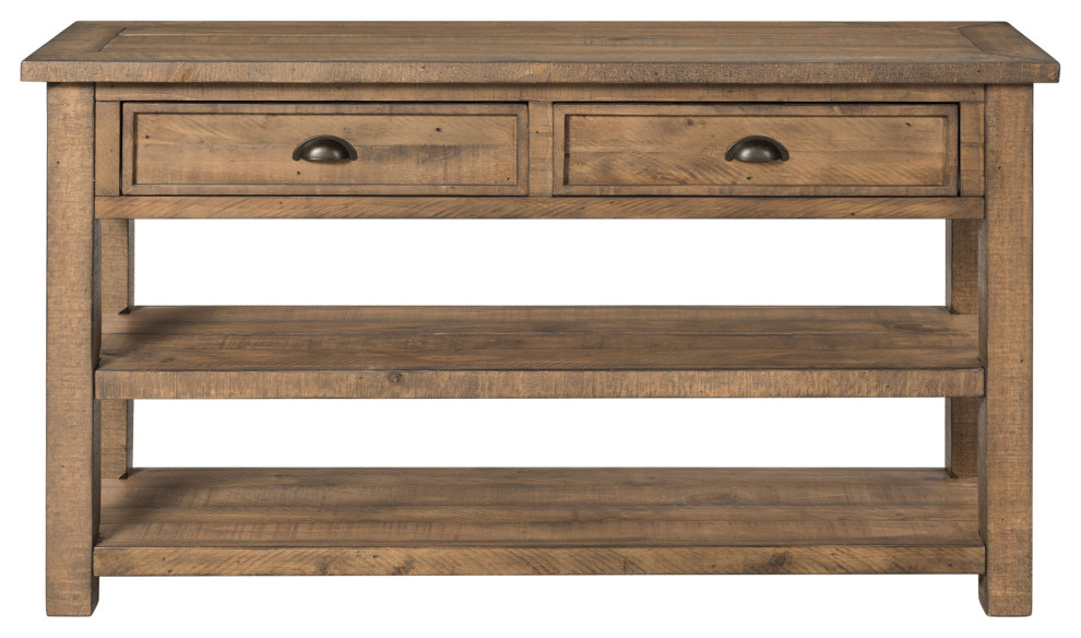 Coastal Style Rectangular Wooden Console Table With 2 Drawers  Brown   Rustic   Console Tables   by VirVentures  Houzz