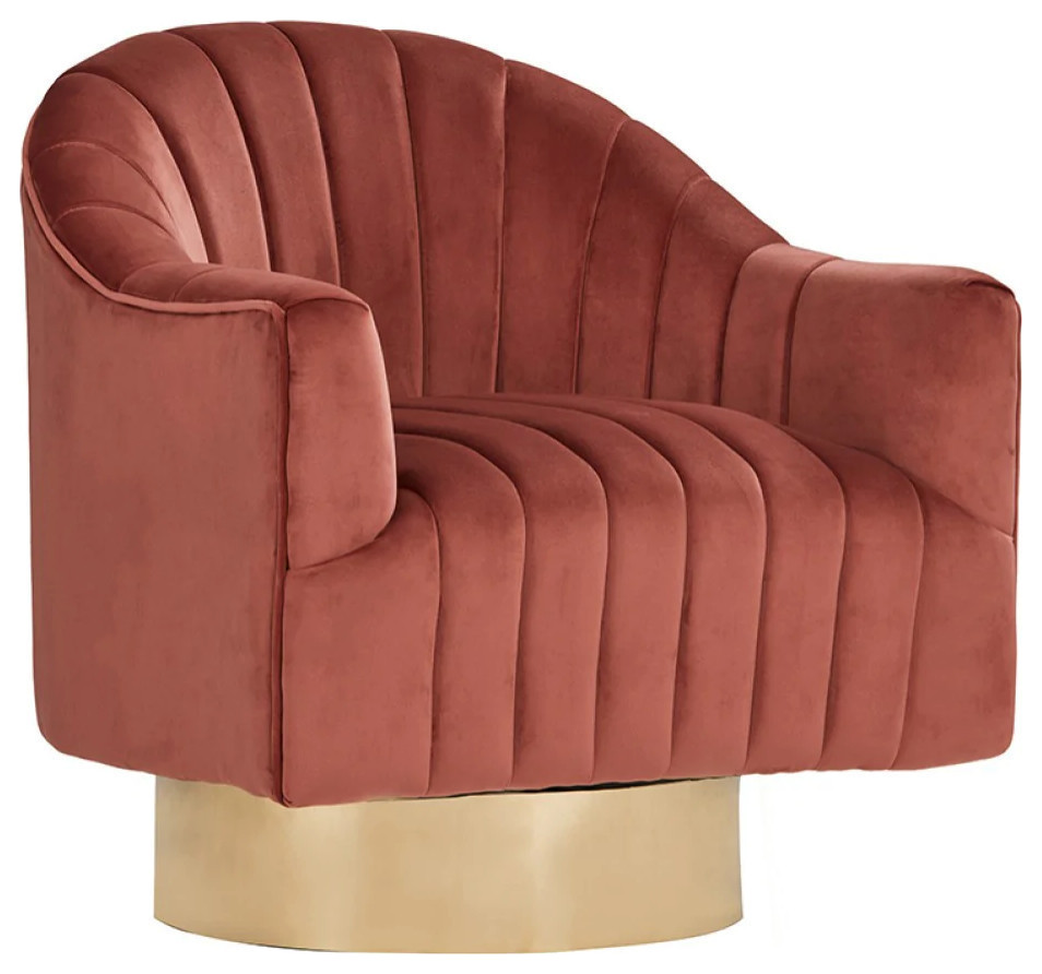 Julie Modern Copper Velvet Swivel Armchair   Contemporary   Armchairs And Accent Chairs   by Rustic Home Furniture Deco  Houzz