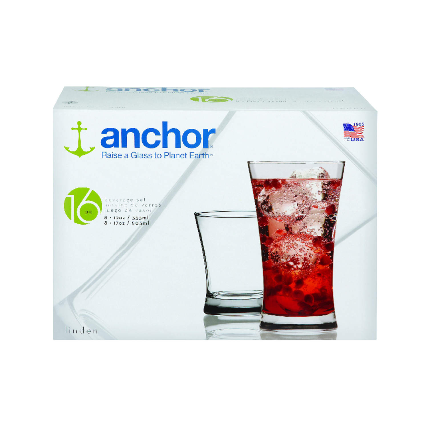 Anchor Hocking Glass Drinkware Glassware Set 16 pk