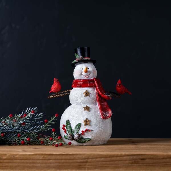 9 Glittery Snowman with Cardinal Tabletop Christmas Figurine