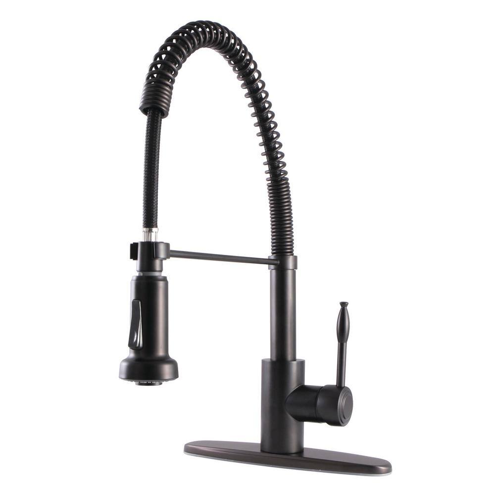 Kingston Brass Nustudio Single-Handle Pre-Rinse Pull Down Sprayer Kitchen Faucet in Oil Rubbed Bronze HGSY8885NKL