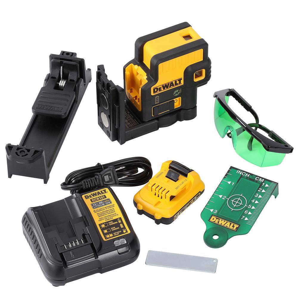 DW 12V MAX Lithium-Ion 100 ft. Green Self-Leveling 5-Spot Beam Laser Level with 2.0Ah Battery Charger and TSTAK Case DW085LG