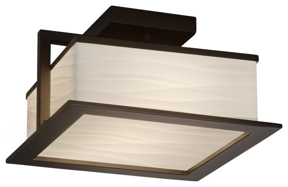 Porcelina  Laguna  12 quotLED Outdoor Flush Mount  Dark Bronze  Waves Shade   Transitional   Outdoor Flush mount Ceiling Lighting   by Justice Design Group LLC  Houzz