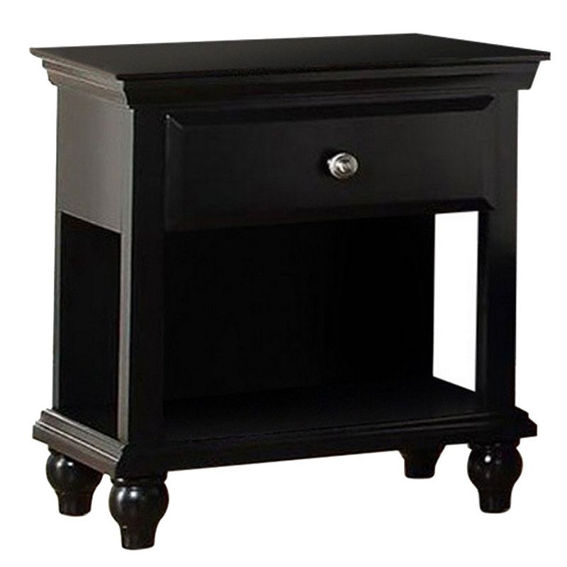 Poplar Wood Night Stand With Drawer， Black