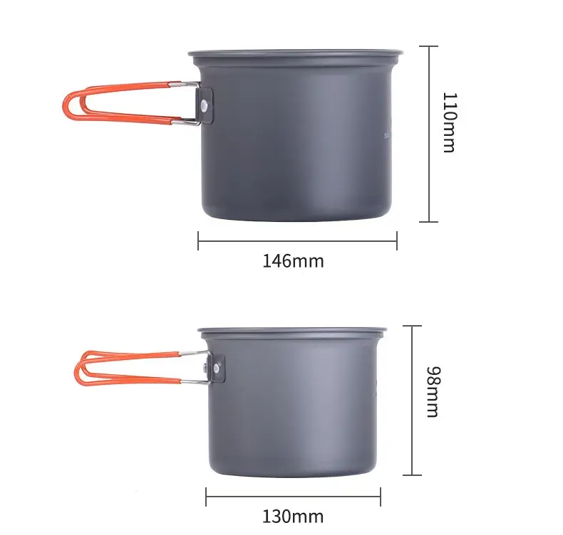 4 pcs/set outdoor camping utensils Aluminium oy Hiking Camping Cookware Set Picnic Bowl Pot Pan Set