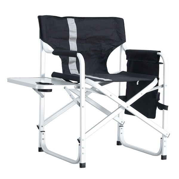 2-piece Folding Chair with Side Table and Storage Pockets，Lightweight Chair for Outdoor Camping - Overstock - 37530903