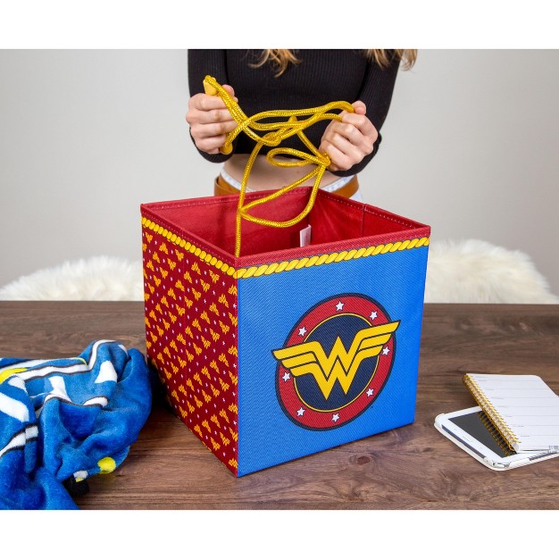 Ukonic Dc Comics Wonder Woman Logo Storage Bin Cube Organizer 11 Inches