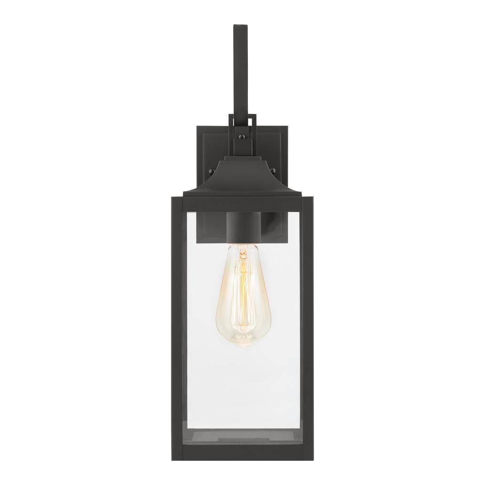 Home Decorators Collection Havenridge 1-Light Matte Black Hardwired Outdoor Wall Lantern Sconce with Clear Glass (1-Pack) KSZ1601AM-01MB