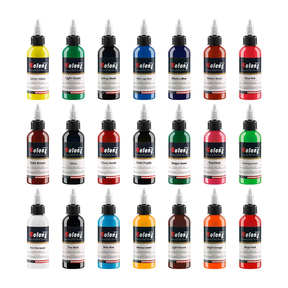 Bluerockt 21 Colors Tattoo Ink Pigment Set 1oz (30ml) x 21 bottles