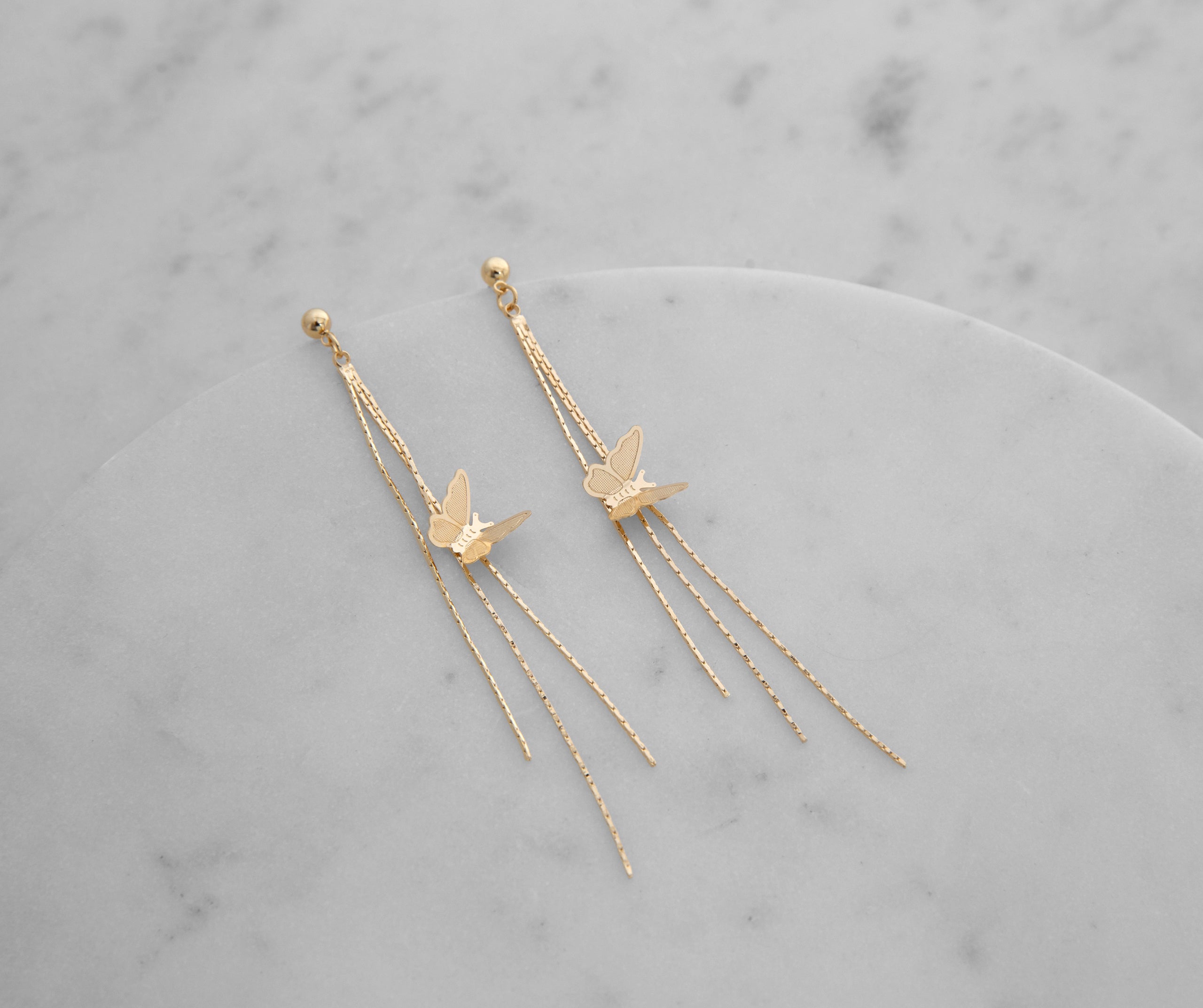 Dainty Butterfly Fringe Earrings