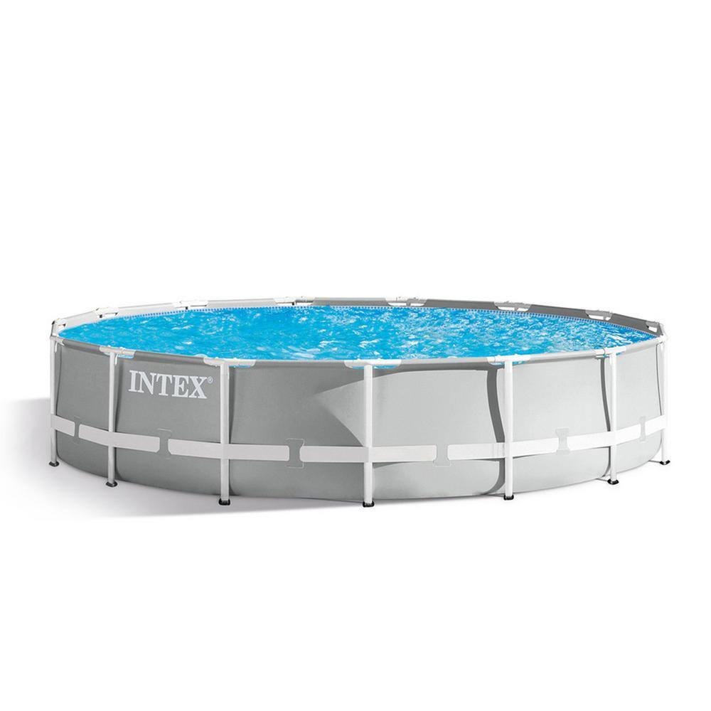 INTEX 15 ft. x 42 in. Round Prism Frame Above Ground Swimming Pool Set & Pool Filter Pump 26723EH + 28637EG