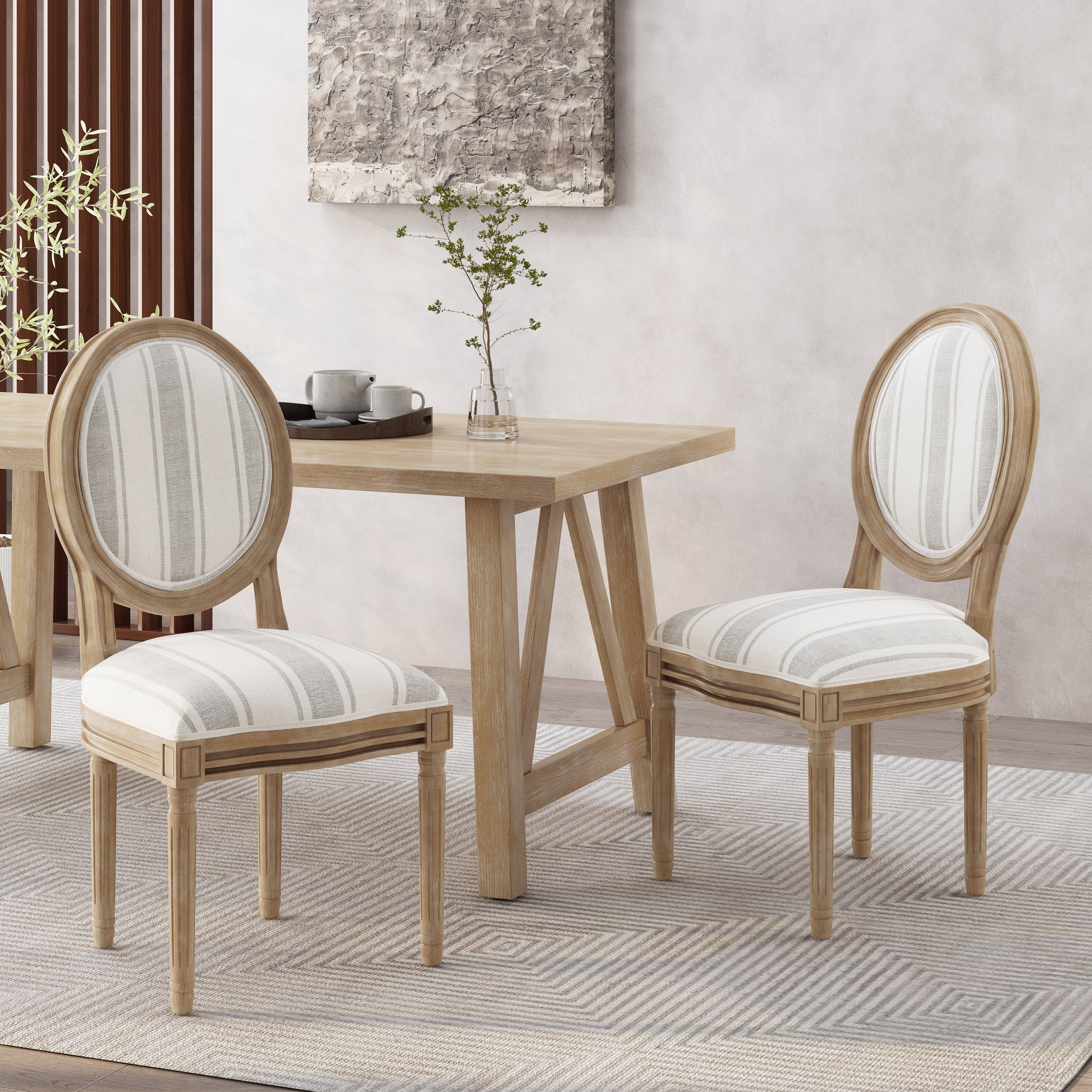 Lariya French Country Fabric Dining Chairs