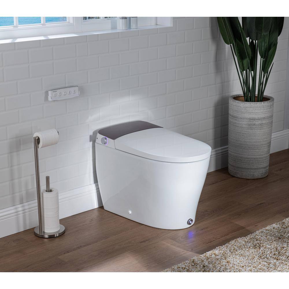 Casta Diva CD-Y080 Elongated Smart Bidet Tankless Toilet in White with Auto OpenClose Lid Foot Kick Operation1.28GPF CD-Y080