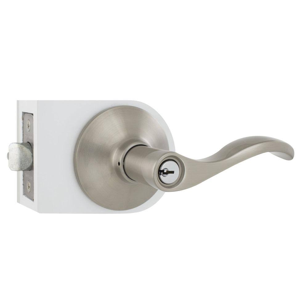 Defiant Naples Satin Nickel Modern Keyed Entry Door Lever Handle LYEX200B