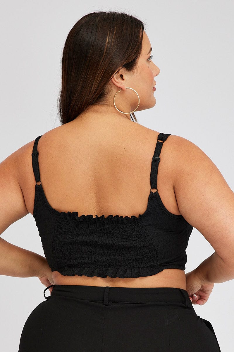 Black Corset Top Round Neck
