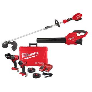 MW M18 FUEL 18V Lithium-Ion Brushless Cordless String Trimmer with Blower and Hammer DrillImpact Driver Combo Kit (3-Tool) 2825-20ST-3697-22-2724-20