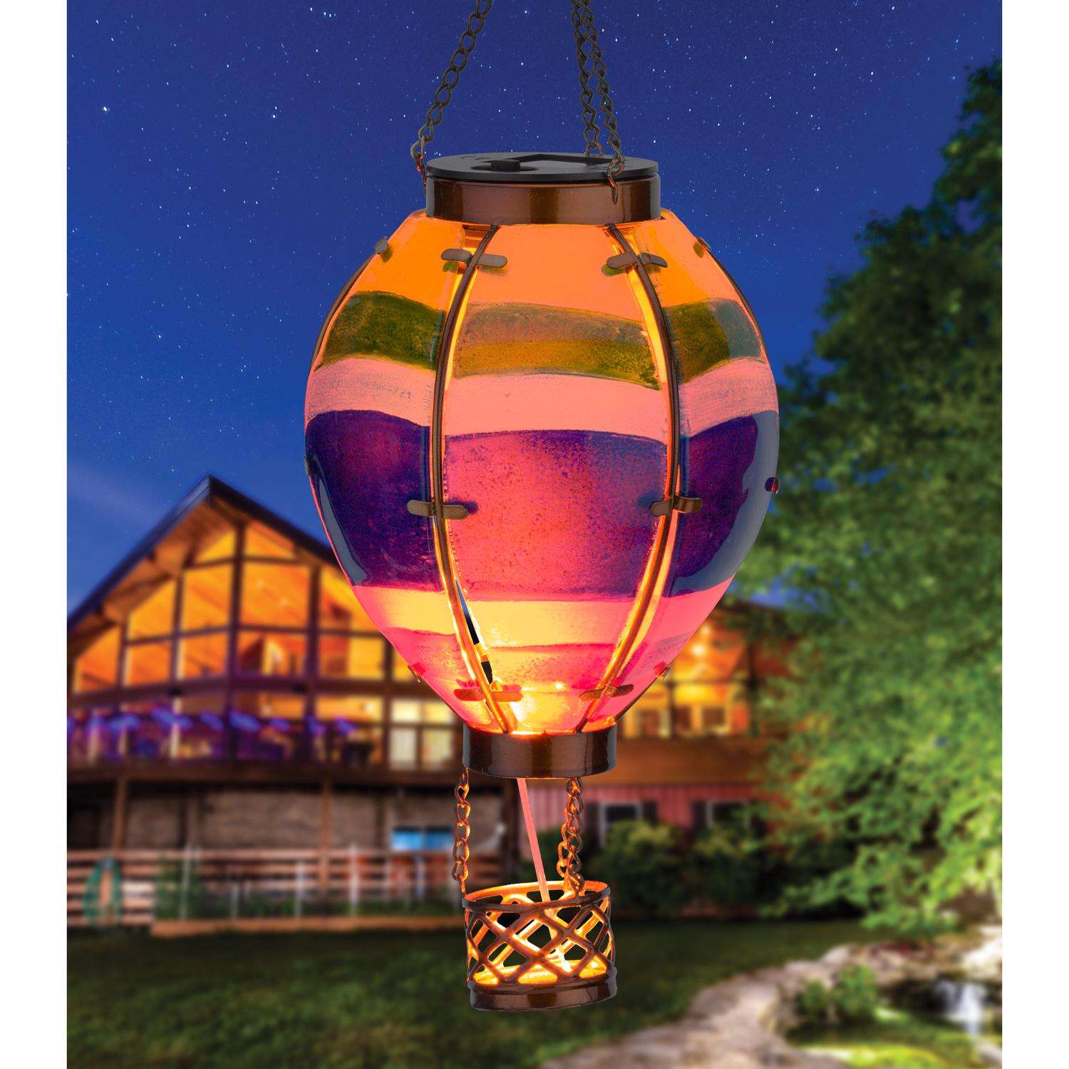 Regal Art and Gift Multicolored Glass/Metal 15 in. H Hot Air Striped Balloon Lantern