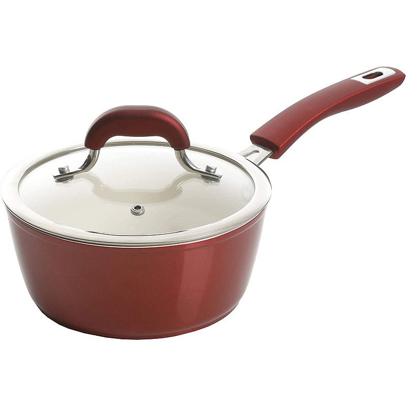 Kenmore Arlington 12 Piece Aluminum Non Stick Frying Pot and Pan Cookware Set， Red