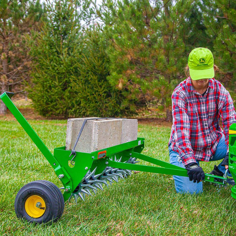 John Deere 40 in. Tow-Behind Spike Aerator with Transport Wheels and Weight Tray SAT-400JD