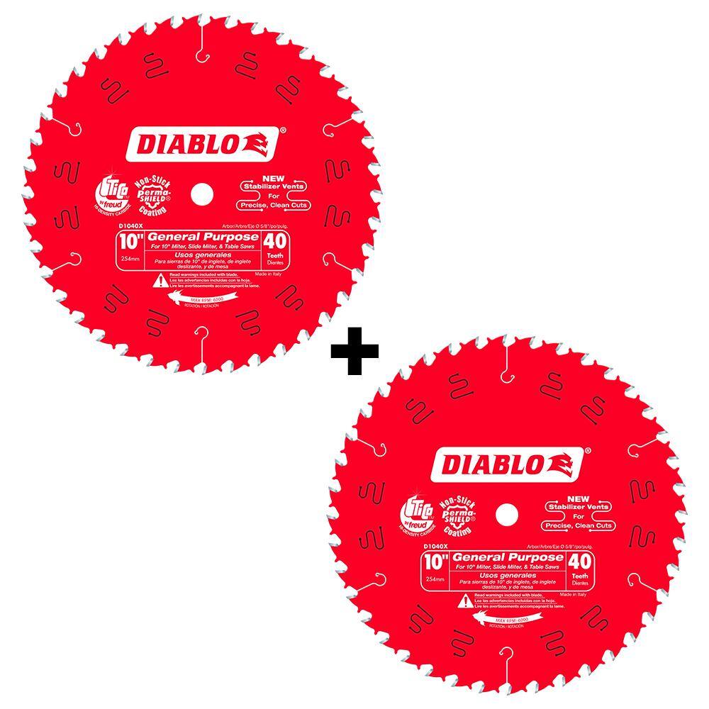 DIABLO 10 in. x 40-Tooth General Purpose Circular Saw Blade Value Pack (2-Pack) D104040VP