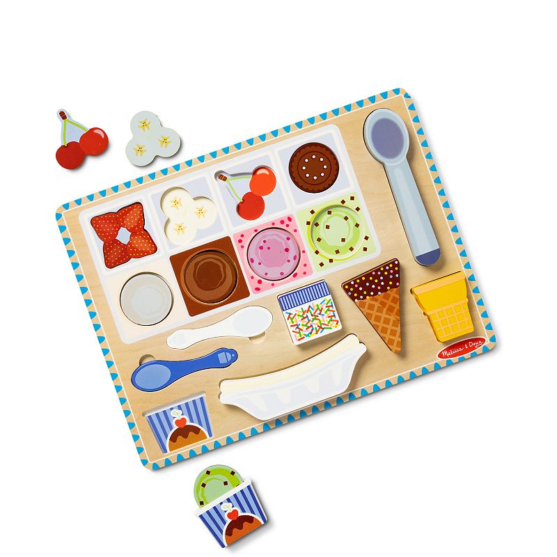 Melissa and Doug Ice Cream Wooden Magnetic Puzzle Play Set