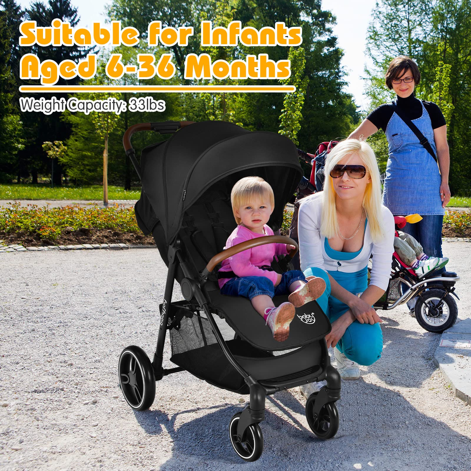 BABY JOY Baby Stroller, High Landscape Infant Carriage Newborn Pushchair with Foot Cover