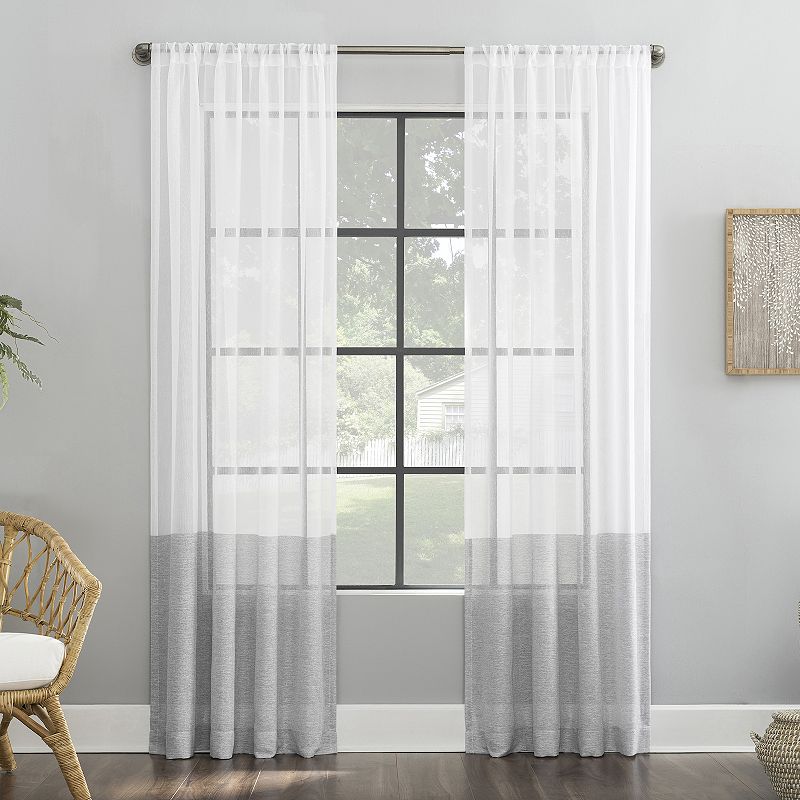 Clean Window Color Block Accent Anti-Dust Sheer Window Curtain Panel