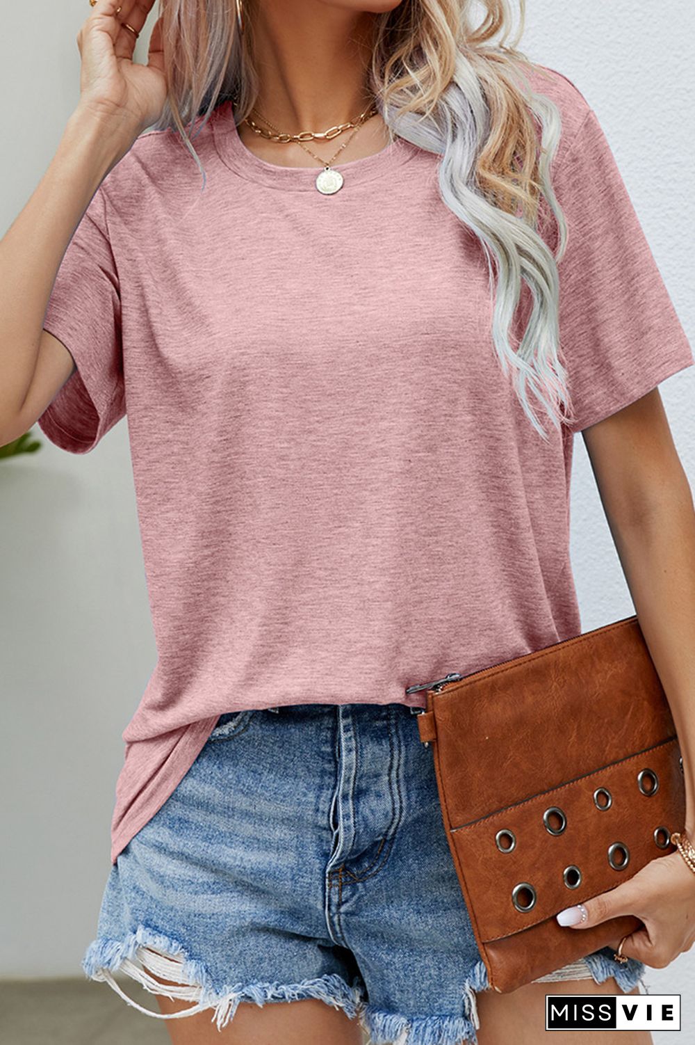 Plain Round Neck Basic Jersey Tee