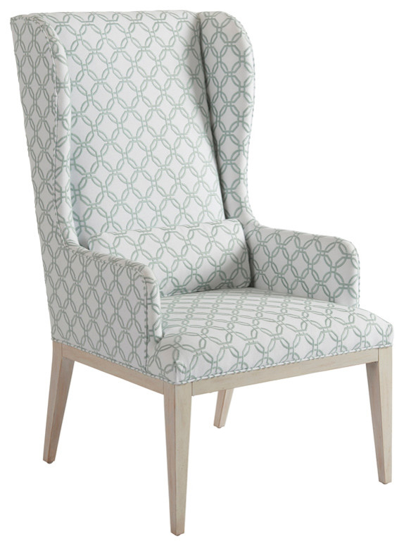 Seacliff Upholstered Host Wing Chair   Transitional   Dining Chairs   by HedgeApple  Houzz