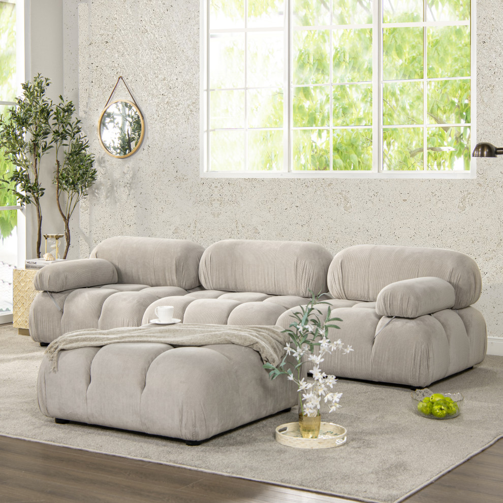 Marcel 109.5 quotModular Modern 4 Piece Reversible Sectional Sofa   Transitional   Sectional Sofas   by Jennifer Taylor Home  Houzz