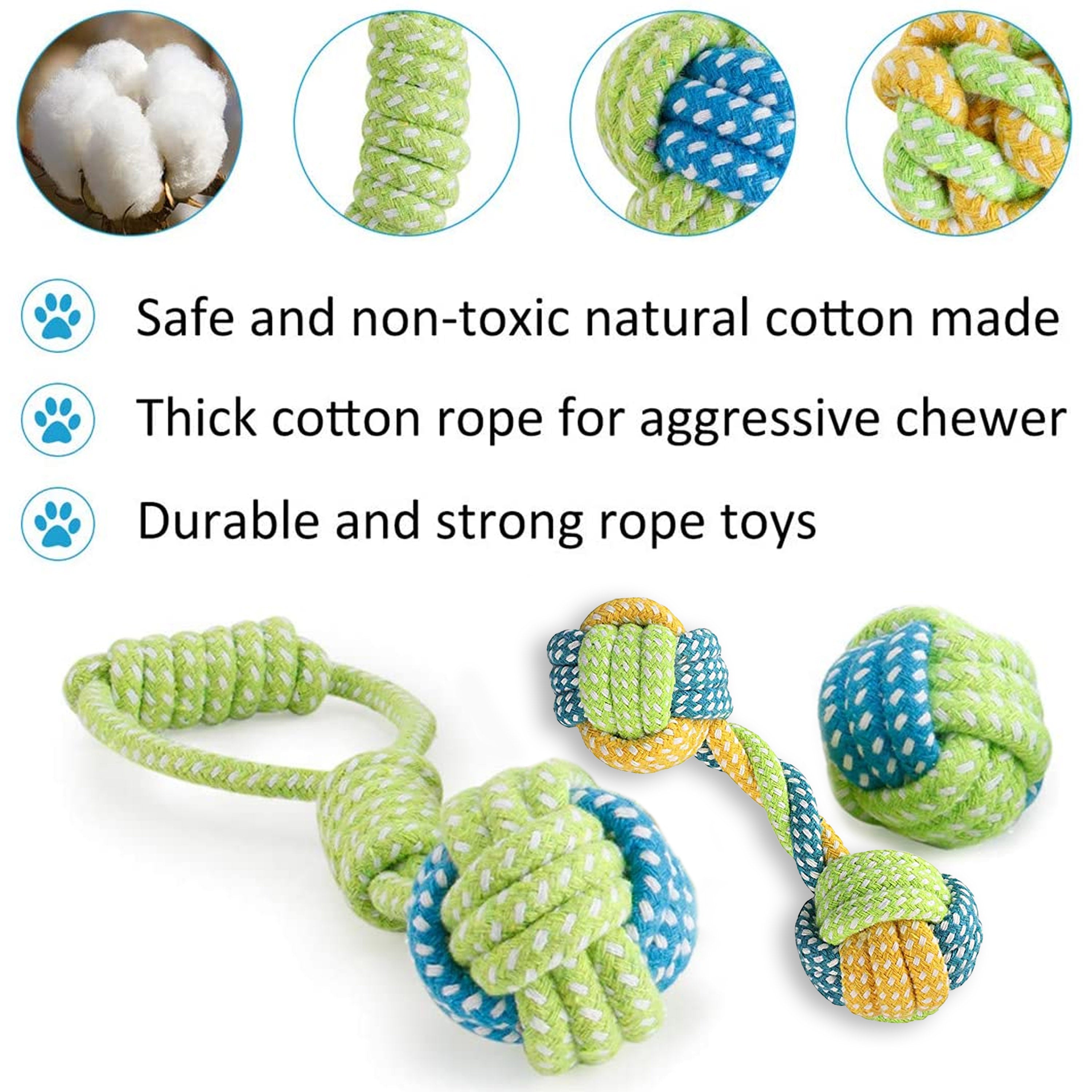 Dog Toys for Aggressive Chewers ，8 Pack Valued Dog Toys for Small，Medium， Large Breed with Interactive Dog Rope Toys